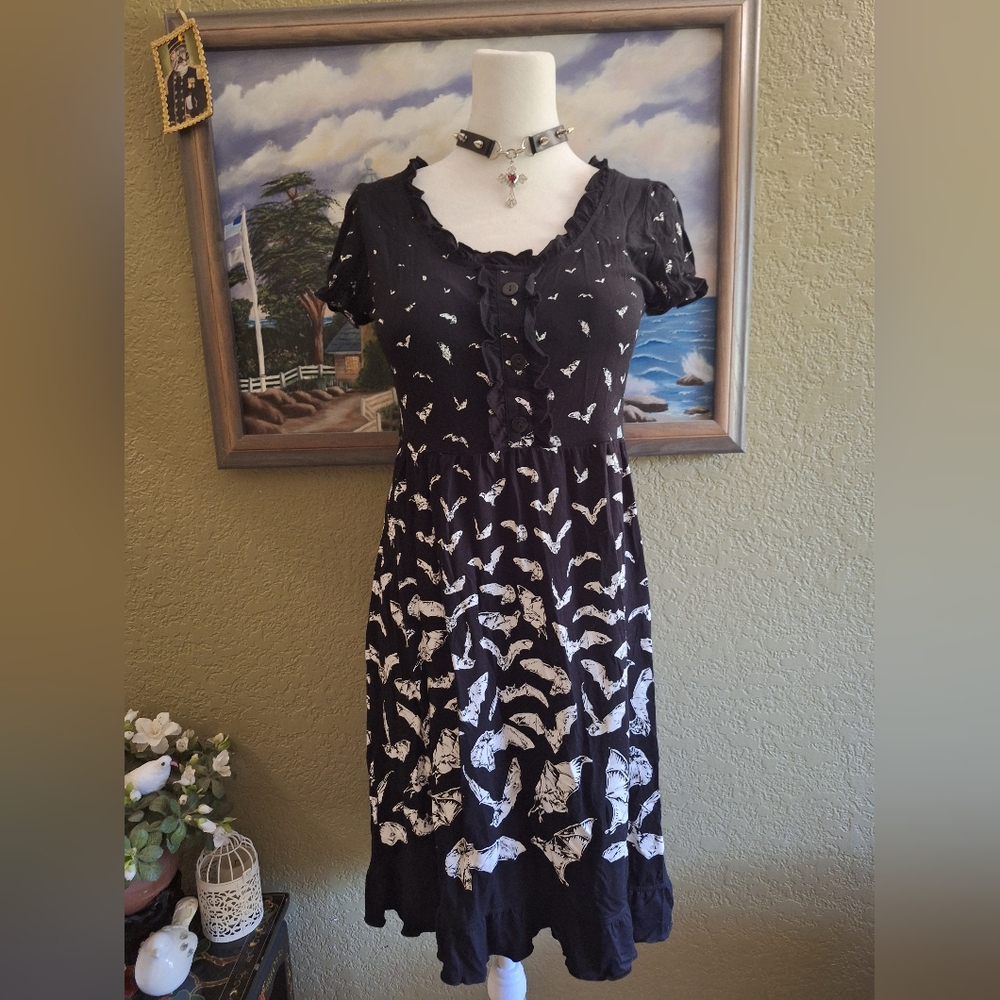 Killstar Bat Print Babydoll Dress
